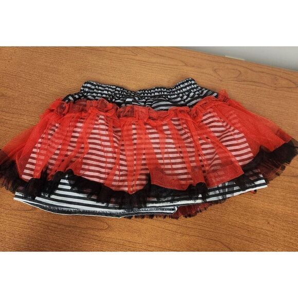 NWOT Claire's Red White Black Striped Tutu Skirt OSFA - Picture 4 of 5